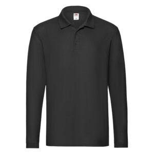 premium long sleeve polo - Black, XL